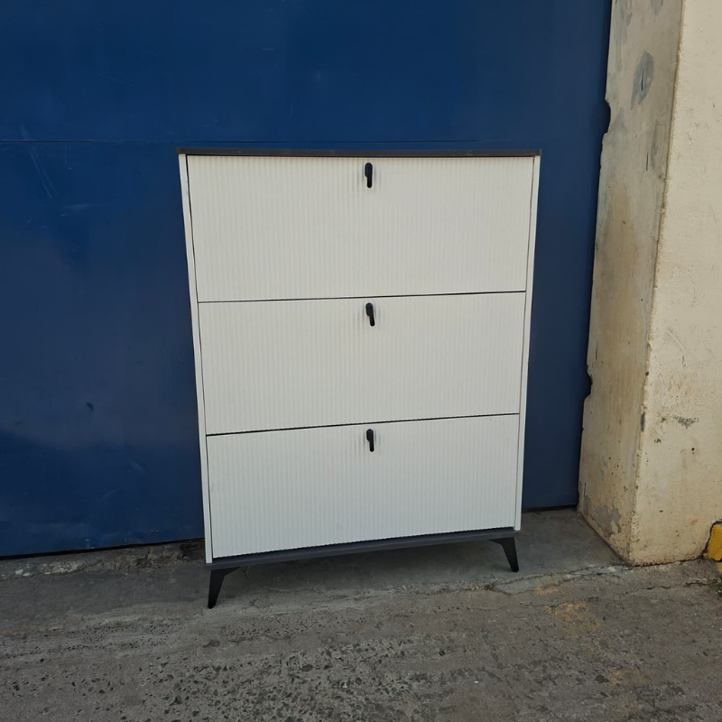 Grey Marble-Finish 3-Drawer Chest