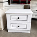 White 2-Drawer Nightstand with Round Knobs