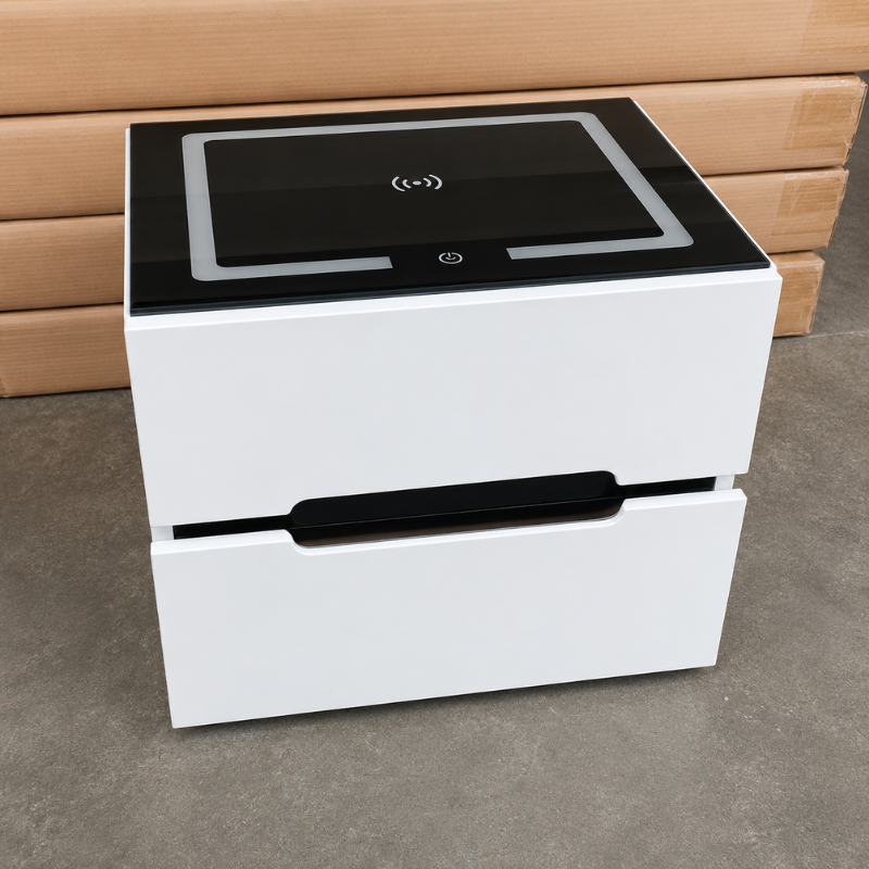 White Smart-Top 2-Drawer Bedside Table