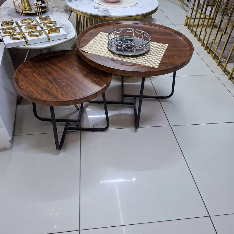 2-Piece Wooden Nesting Round Coffee Table