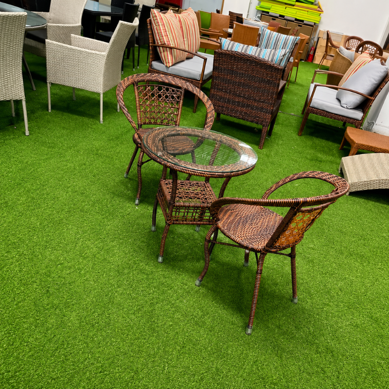 2-Seater Brown Rattan Outdoor Dining Set