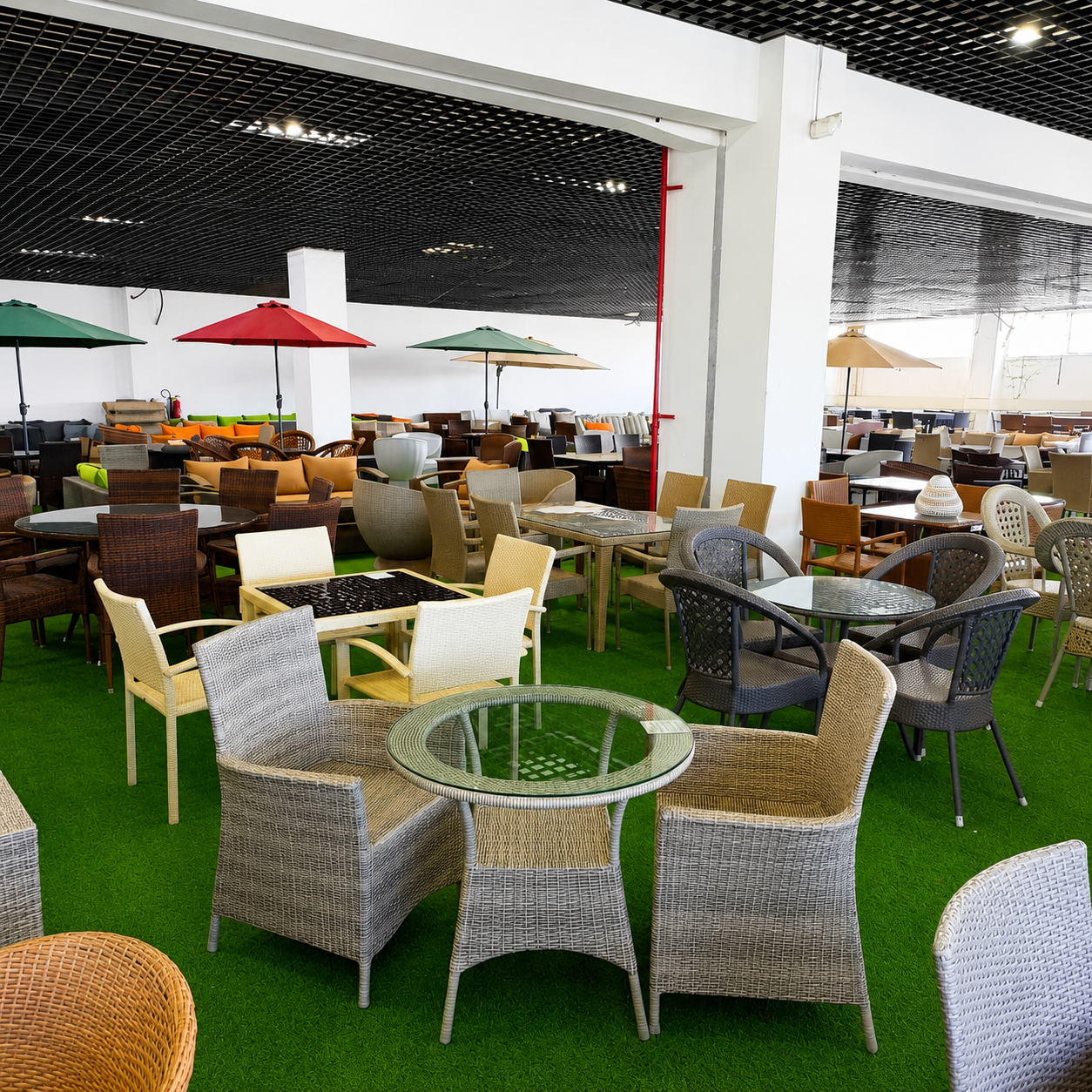 2-Seater Rattan Outdoor Set — Grey/Beige