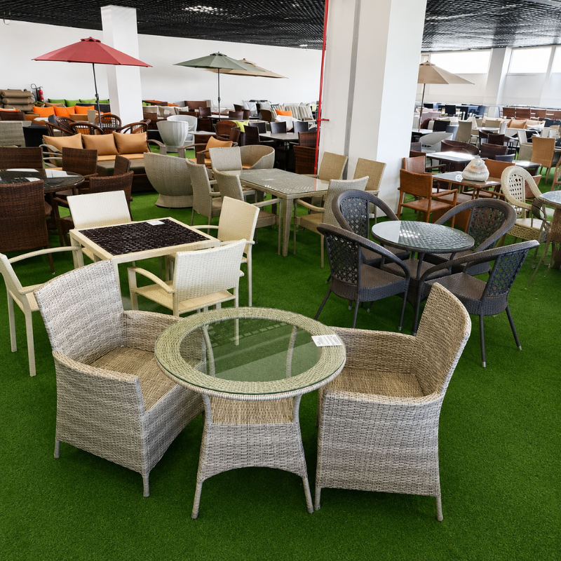 2-Seater White Rattan Outdoor Dining Set