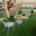 2-Seater White Rattan Tub Chair Set + Round Glass-Top Coffee Table