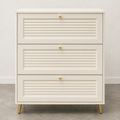 3-Drawer Cream Louvered Dresser