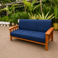 3-Seater Blue Wooden Sofa