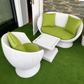 3-Seater White Rattan Balcony Set