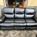 3-seater Black Leather Recliner Seat