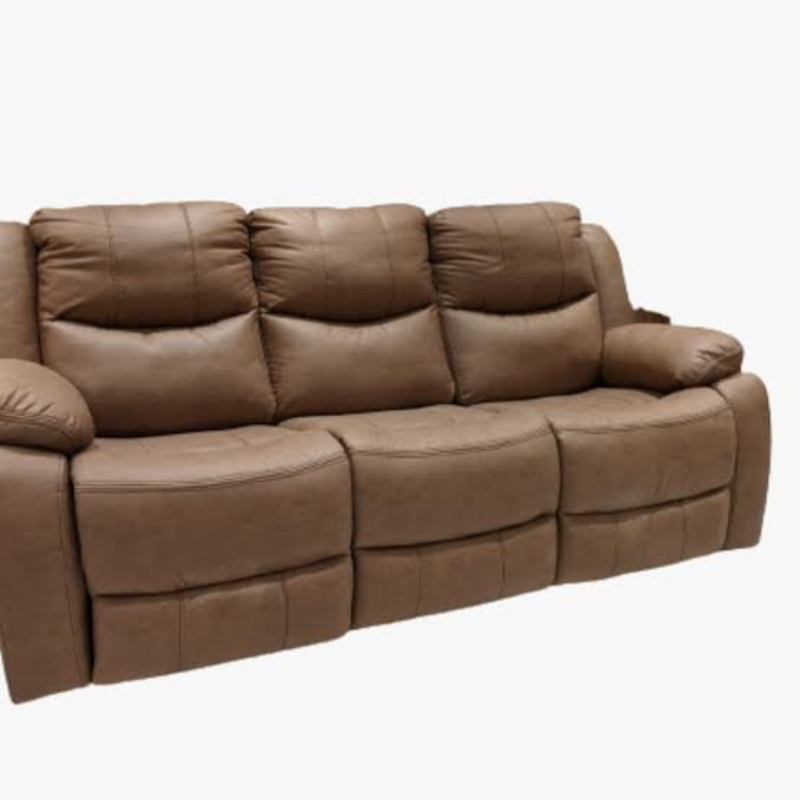 3-seater Brown Leather Recliner Seat