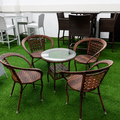 4-Seater Brown Rattan Outdoor Dining Set