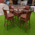 4-Seater Rattan Outdoor High Dining Set Table