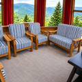 5-Seater Striped Wooden Sofa