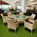 6-Seater Beige Rattan Outdoor Set