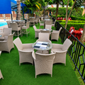 4-Seater Rattan Outdoor Dining Set — Grey/Beige