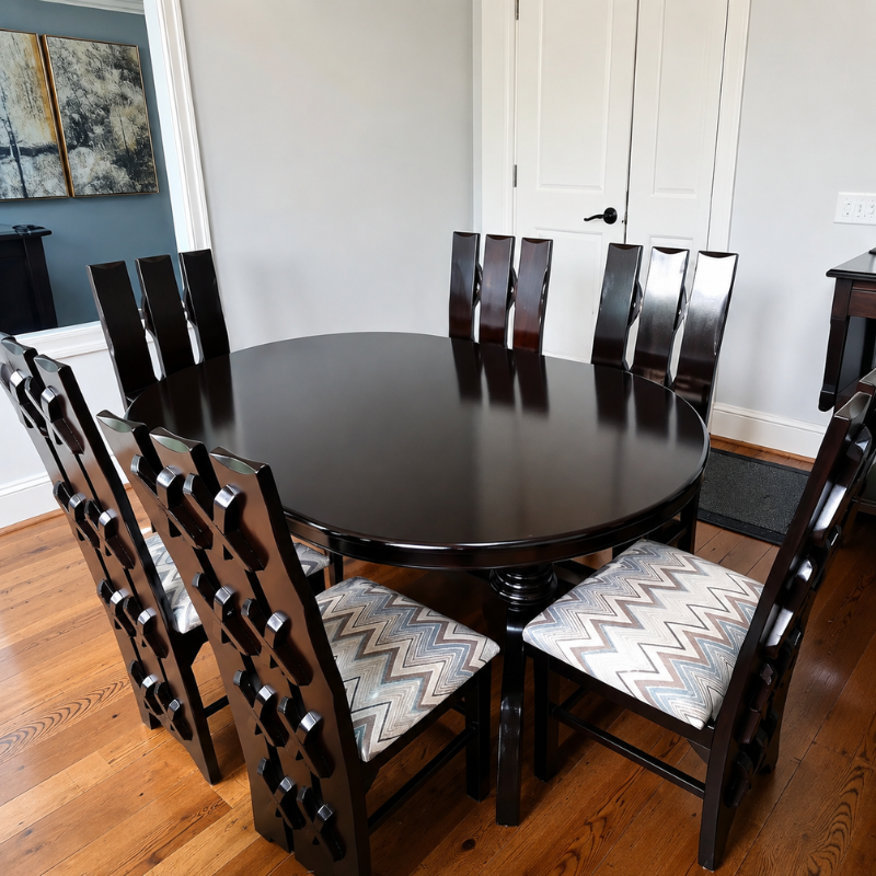 6-Seater Dark Mahogany Dining Set with Oval Table