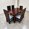 6-Seater Mahogany Dining Set with Cushioned Chairs