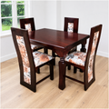 6-Seater Mahogany Dining Set with Floral Chair Backs