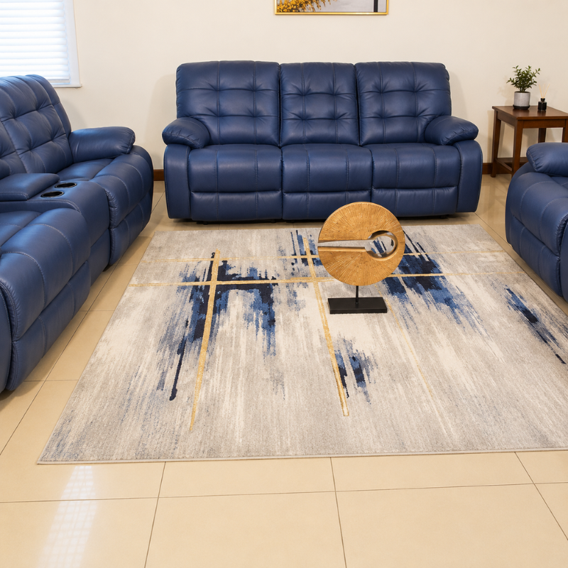 6-seater Blue Leather Recliner Seats