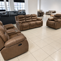 6-seater Brown Leather Recliner Seats