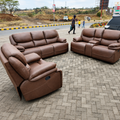 6-seater Brown Leather Recliner Seats