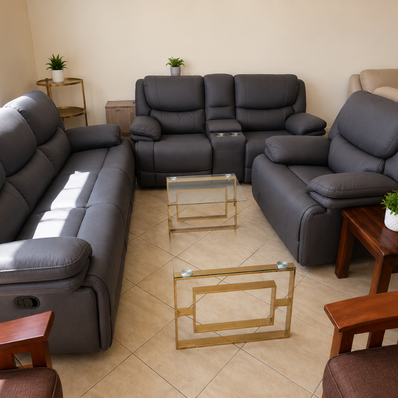 6-seater Grey Leather Recliner Seats