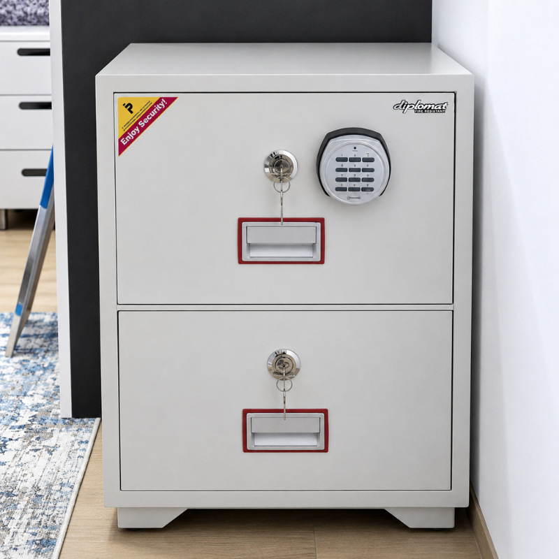 60kg White Brown Fireproof Safe