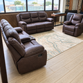 6 Seater Dark Brown Leather Reclining Sofa