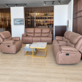 6 Seater Light Brown Reclining Sofa