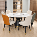 6 Seater Multi-Tone Round Marble Dining Set