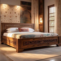 6x6 Mahogany Bed – Carved Heritage Design