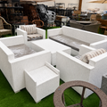 7-Seater White Rattan Outdoor Sofa