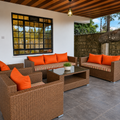 7-Seater Brown Rattan Outdoor Sofa
