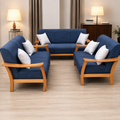7-Seater Navy Blue Wooden Sofa