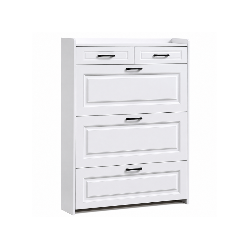 White Slim 5-Drawer Bedside Chest