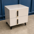 Beige Gold-Handle Bedside Table