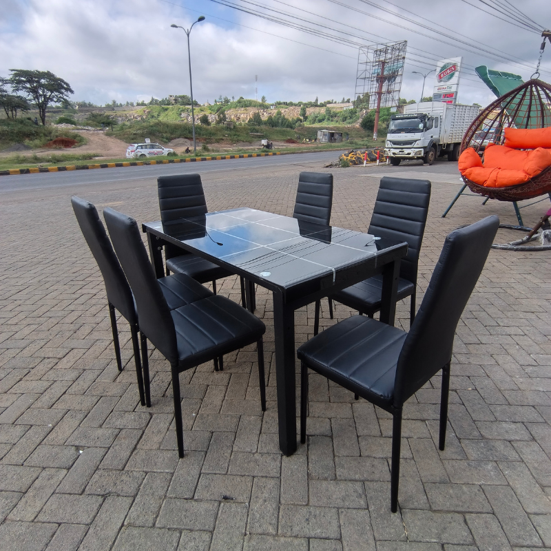 Black Dining Table Set – 6 Seater