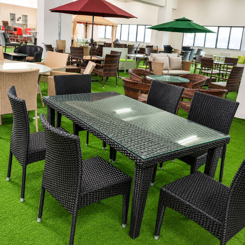 Black Rattan Outdoor Dining Set