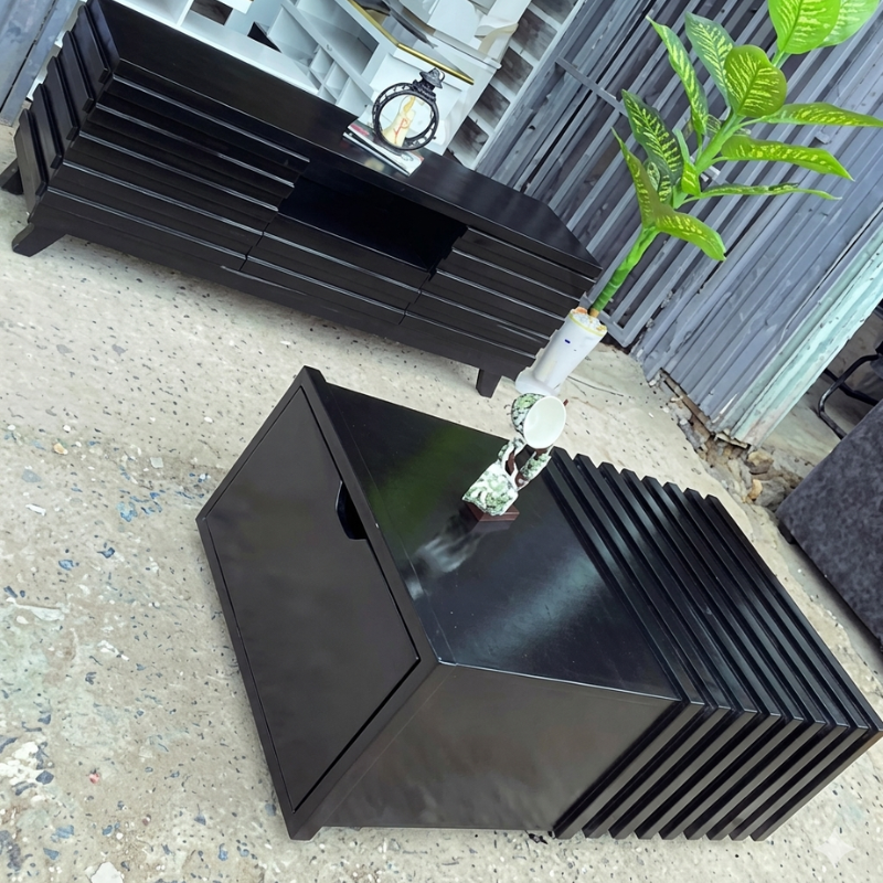Black Ribbed Coffee Table
