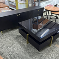 Black Gold Ribbed Living Room Set