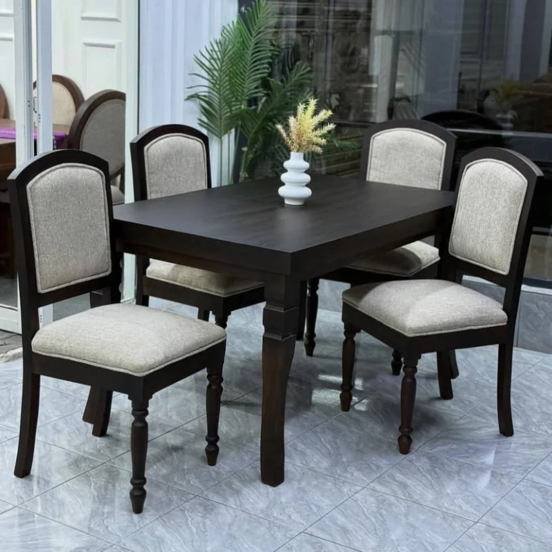 Black Square 4 Seater Dining Table Set