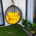 Black Swing Chair with Yellow Cushions