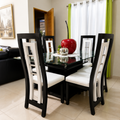 Black & White Glass 6-Seater Dining Set