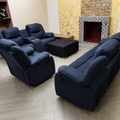 Blue 6-Seater Recliner Sofa