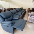 Blue 7-Seater Recliner Sofa