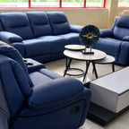 Blue 6-Seater Recliner Sofa