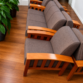 Brown 5-Seater Wooden Sofa
