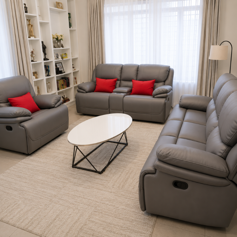 Brown 6-Seater Recliner Sofa