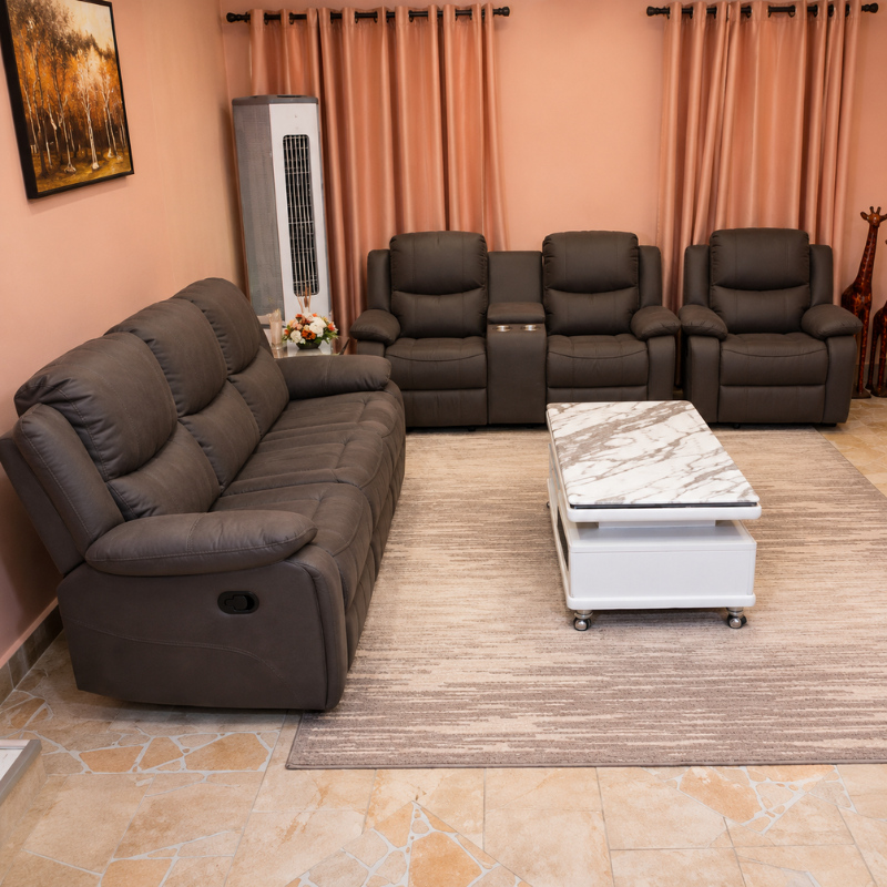 Brown 6-Seater Recliner Sofa