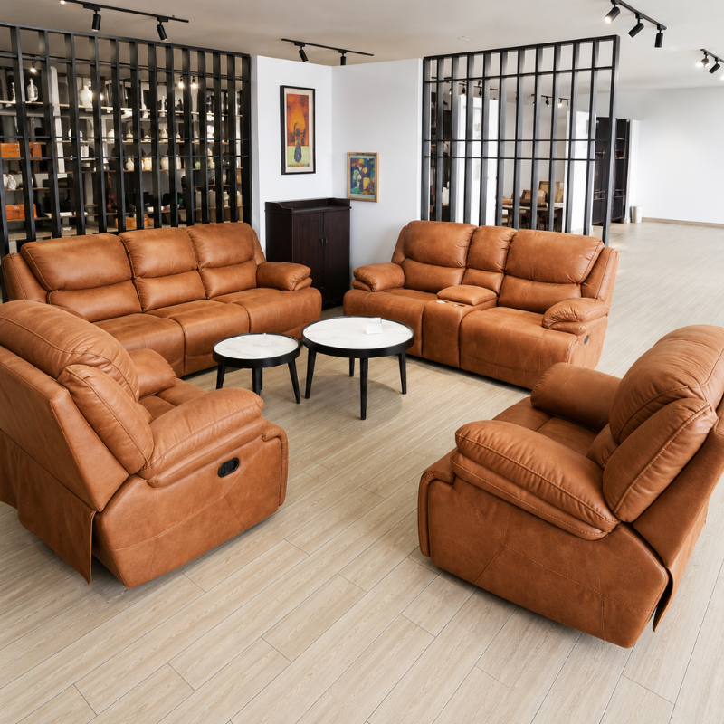 Brown 7-Seater Recliner Sofa