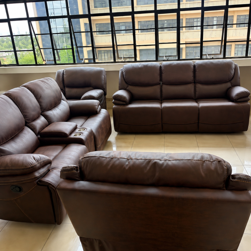 Brown 7-Seater Recliner Sofa